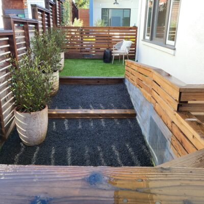 Astro Turf in kids garden no maintenance or water for the lawn