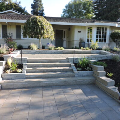 13 low main out concrete paving stones with metal furniture