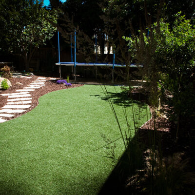 Astro Turf in kids garden no maintenance or water for the lawn