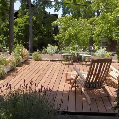 7 low maint out room Wood roof deck with planter boxes