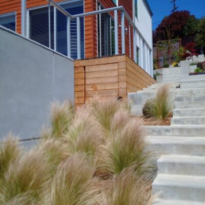 Grasses and enclosed deck for storage
